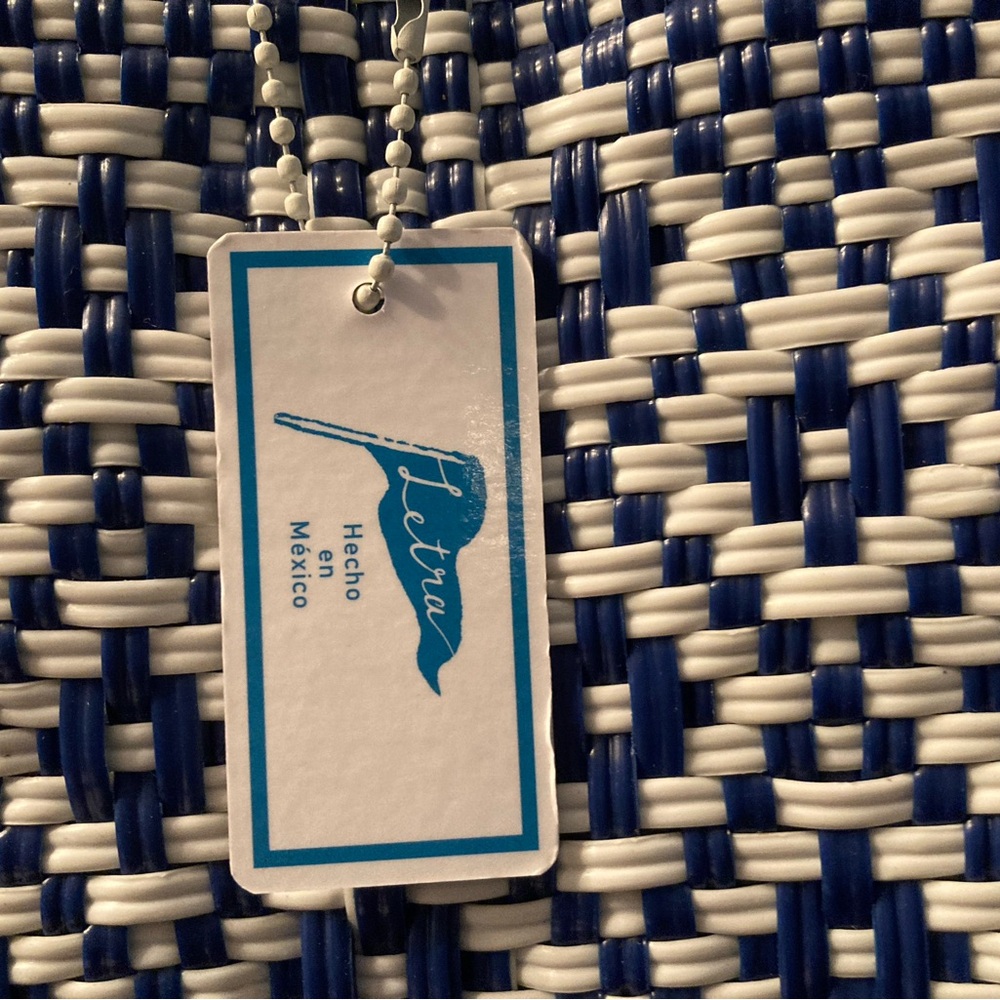 Woven Navy and White Tote Bag - Casual Everyday Carry - Picture 5 of 5